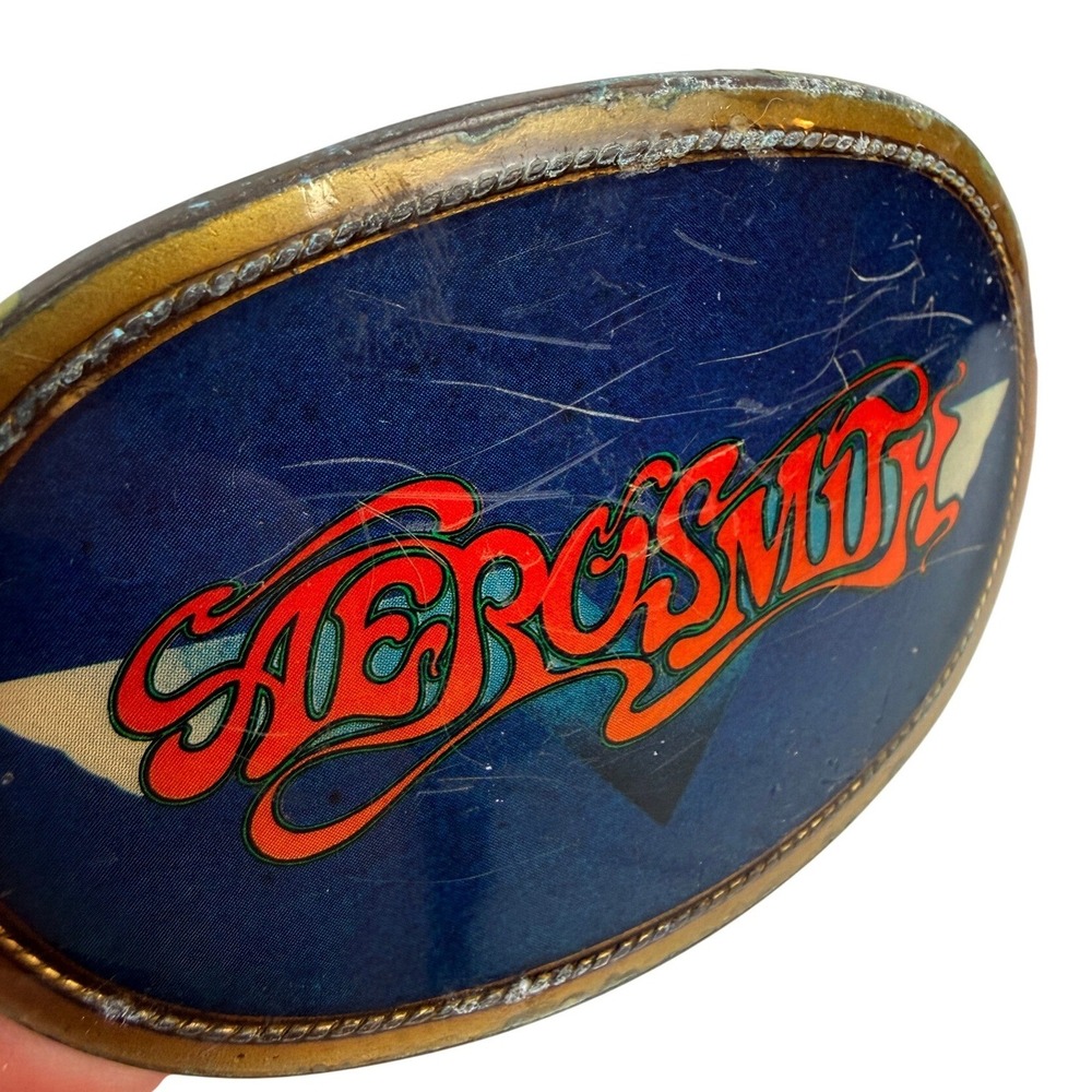 Vintage 1977 Aerosmith Belt Buckle Pacifica Rock Band Logo - Picture 2 of 7